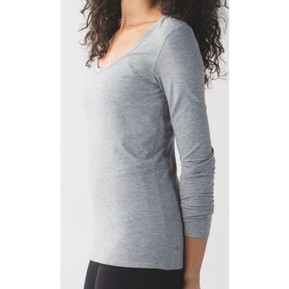 Lululemon Athletica Anahatasana Long Sleeve Tee Heathered Medium Grey M 8 10 - Picture 5 of 8